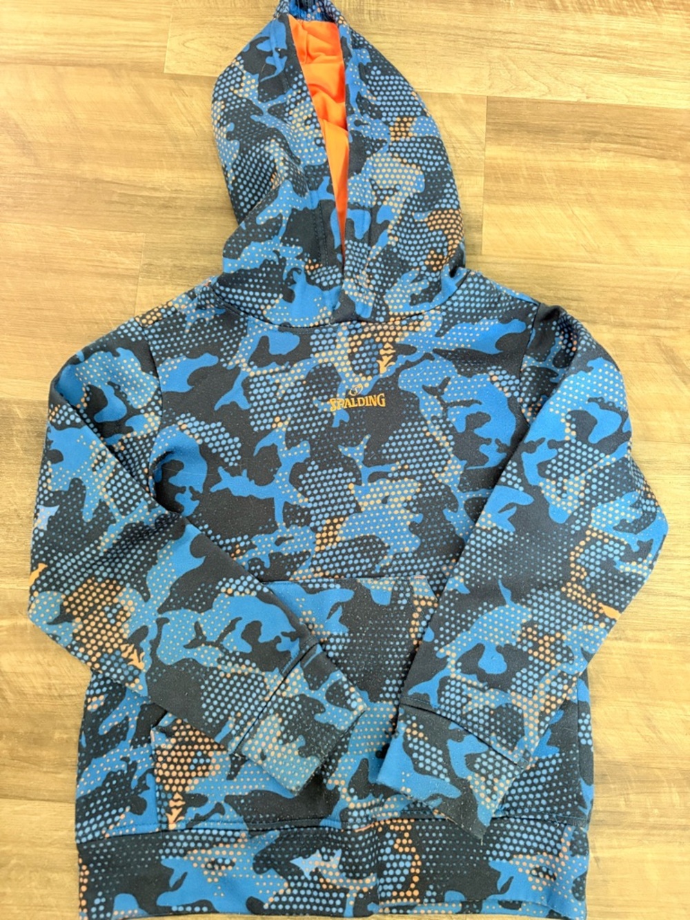 Spalding Blue Camo Hoodie with Orange Lining